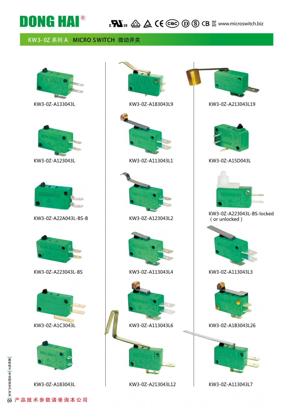Electrical Door Micro Switch SPDT